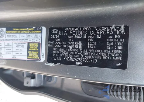 2014 Kia Soul from USA, damaged, VIN KNDJN2A26E7063720